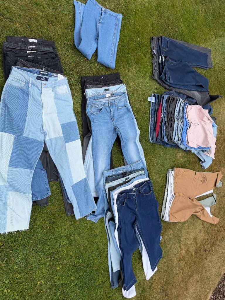 Large Bundle of Jeans and Trousers – Various Styles & Sizes