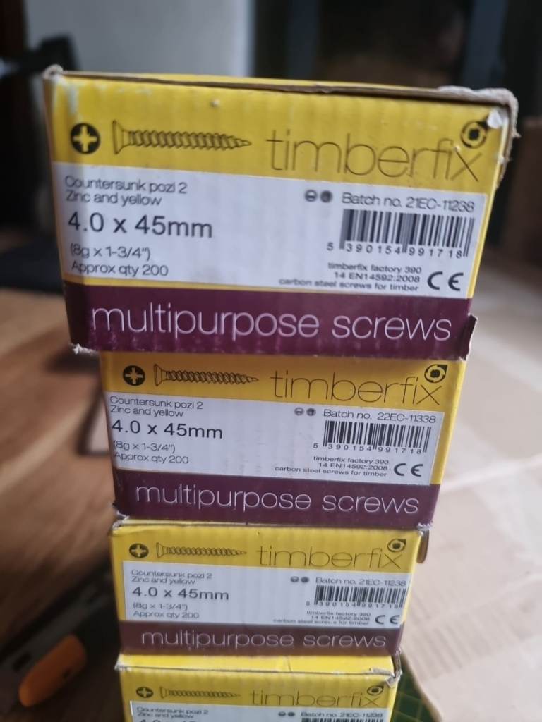 Timberfix Multipurpose Screws 4X45mm Reinforced Hardened Wax Thread 200 approx OFFER IN DISCRIPTION