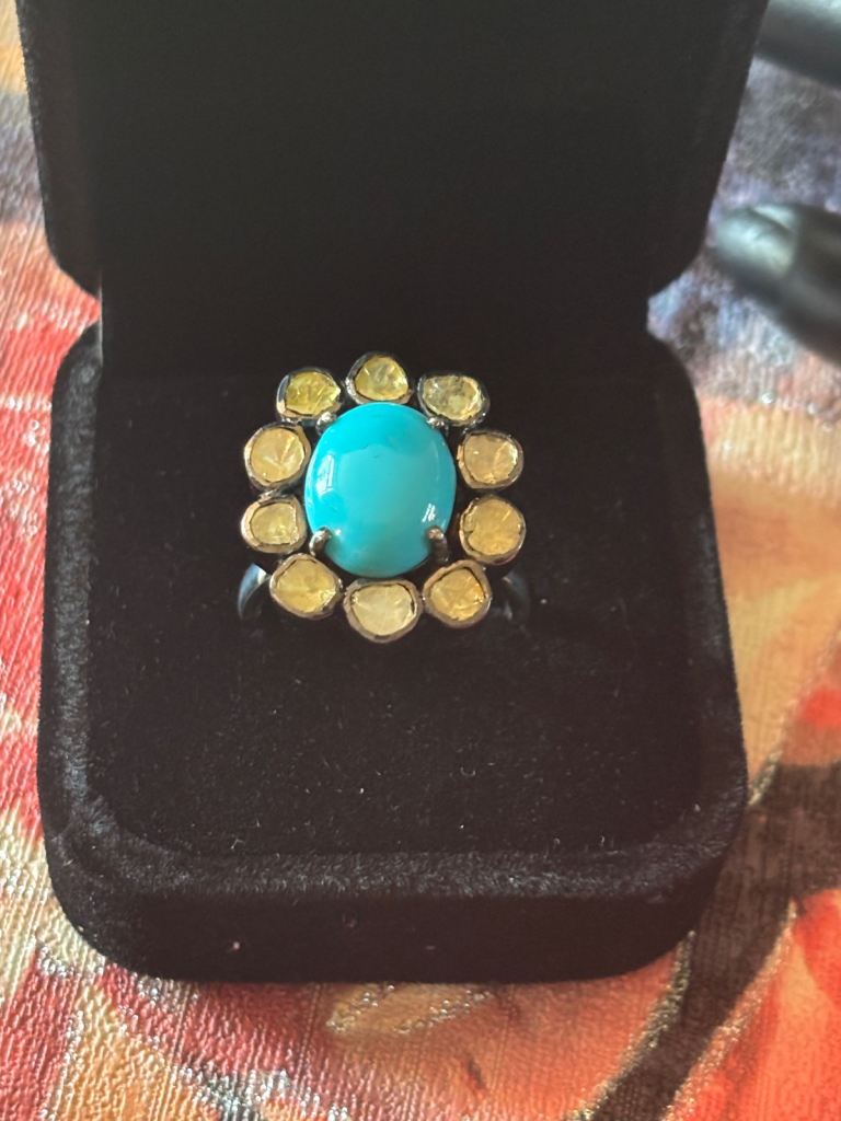 A Silver Uncut Diamond Polki Ring