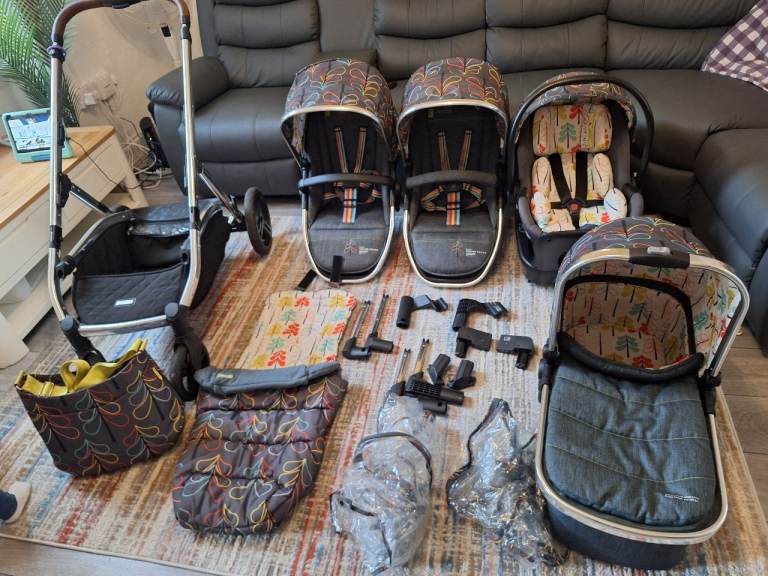 Cosatto WowXL Double Travel System (Nordik) Single-to-Double Bundle with Built-in Buggy board
