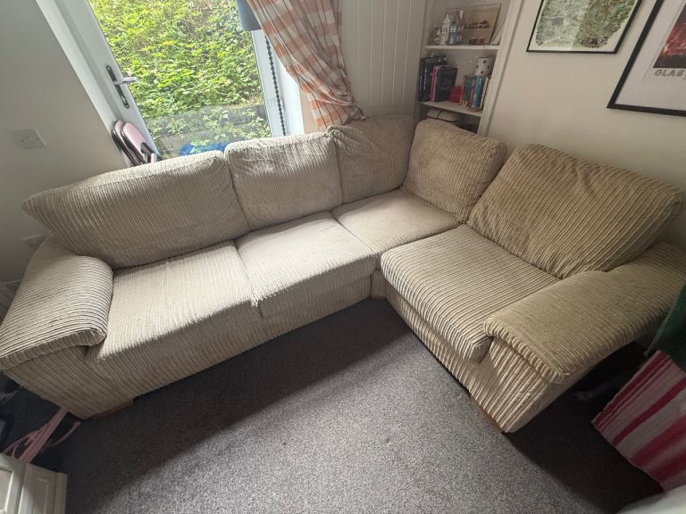 Cream L shaped sofa