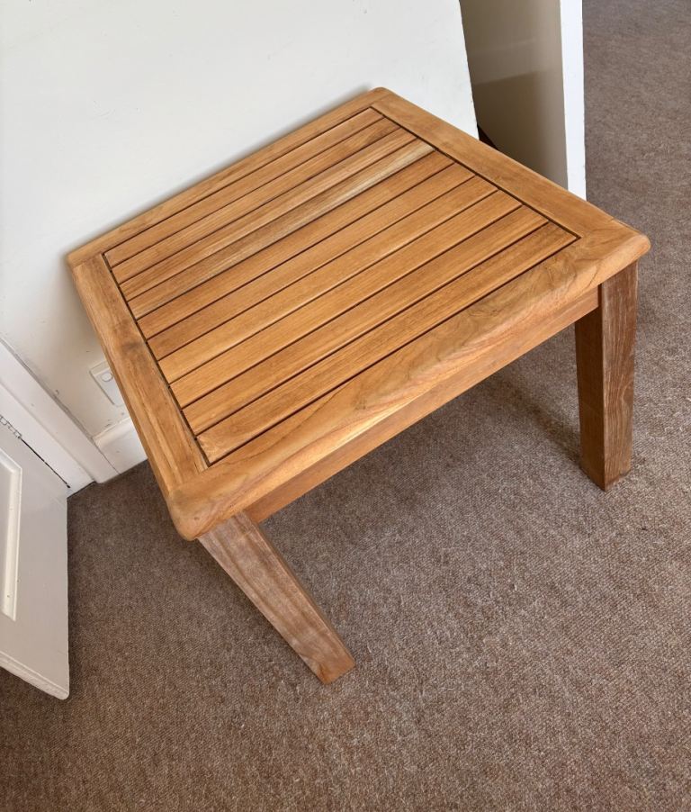 Solid Teak wood coffee table side bedside dining kitchen garden conservatory 55x55cm square 