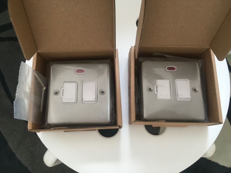 New Brushed Chrome Fused Spur Switches x 2
