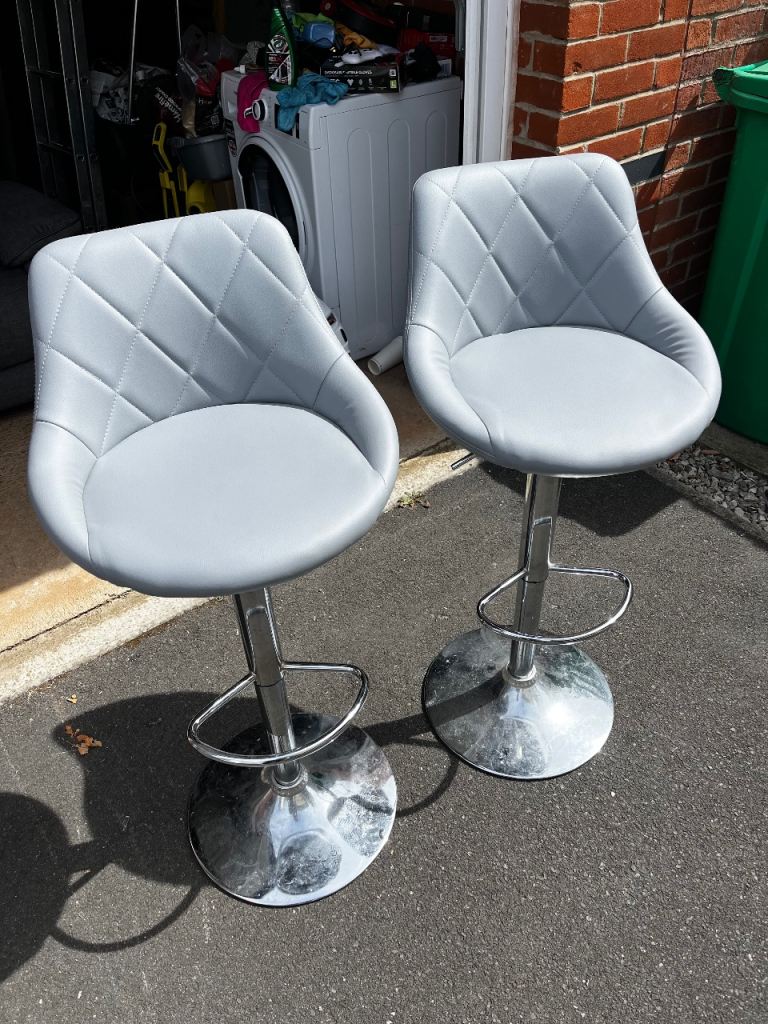 Grey Bar/Kitchen Stools - Chrome Base