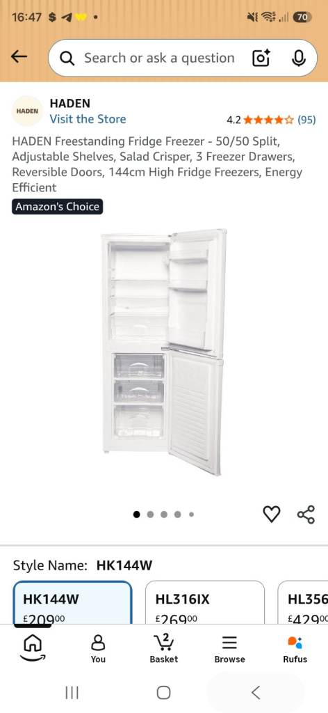 HADEN Freestanding Fridge Freezer - 50/50 Split, White