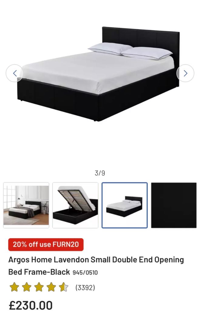 image for Small Double ottoman bed for sale - Like New