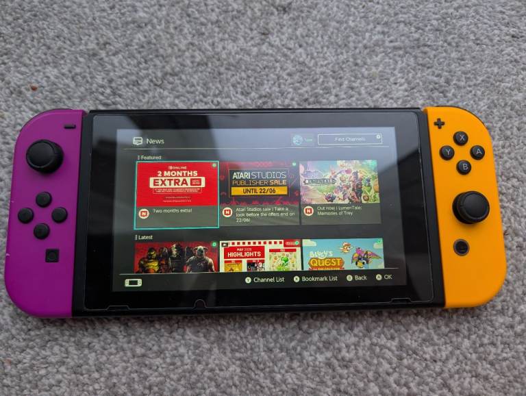 Nintendo Switch console with Mario kart 8 game