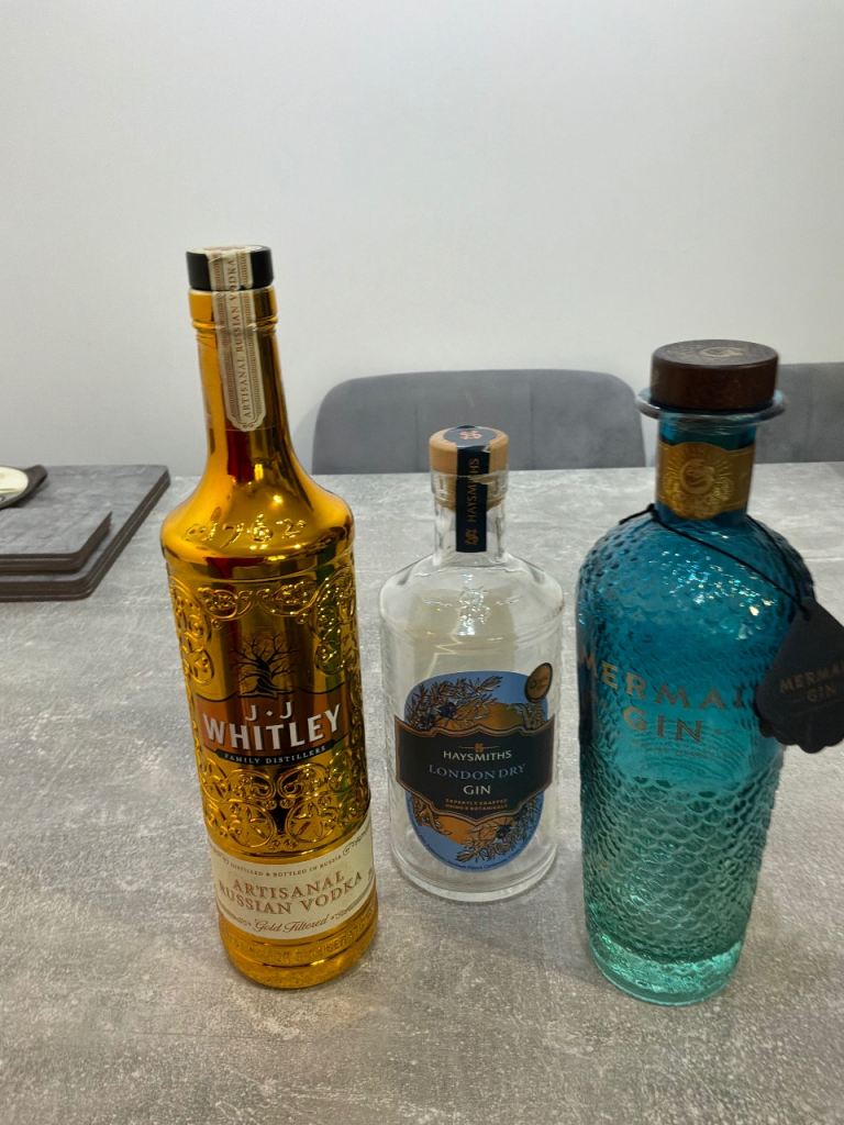 Decorative Empty Gin and Vodka Bottles - Good Condition