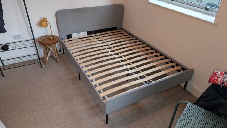 IKEA Slattum upholstered double bed bedframe 
