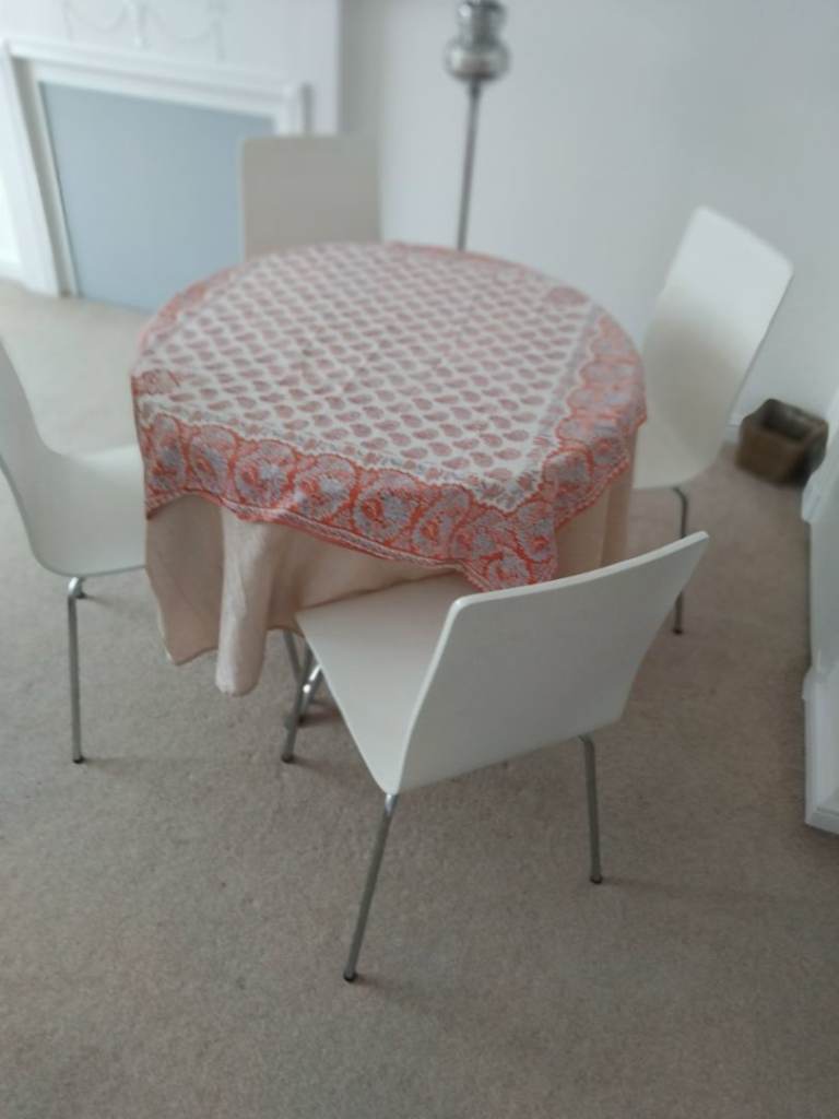 Julian Bowen Solid Wood and Chrome Dining Table & 4 Curved Chairs Set - EXCELLENT CONDITION