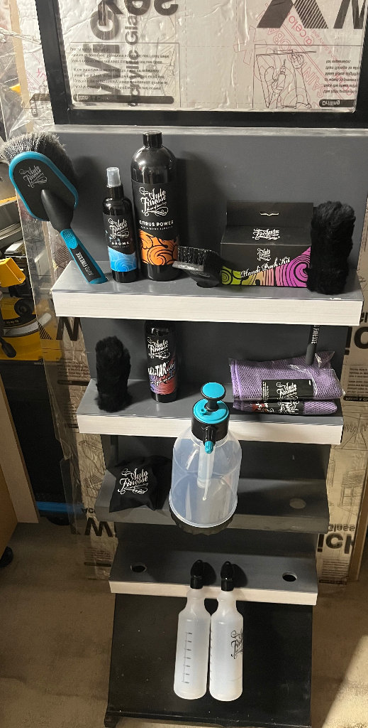 Tall unit ideal for garage/workshop for storing cleaning products 