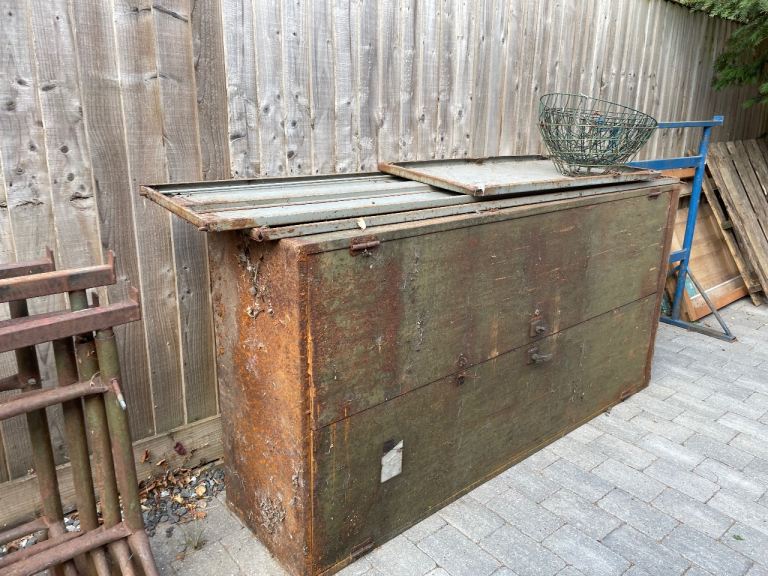 Large Vintage Industrial Steel Workshop Cabinet 