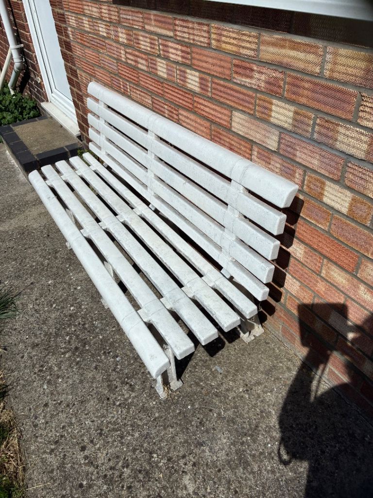 White Garden Bench – Sturdy, Needs Paint