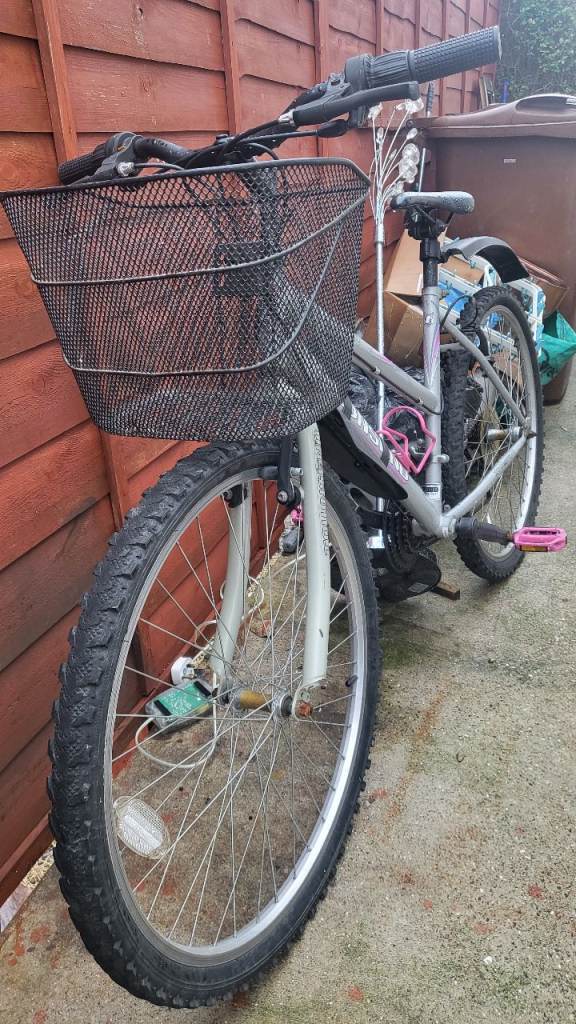 Silver Mountain Bike with Basket – Fair Condition