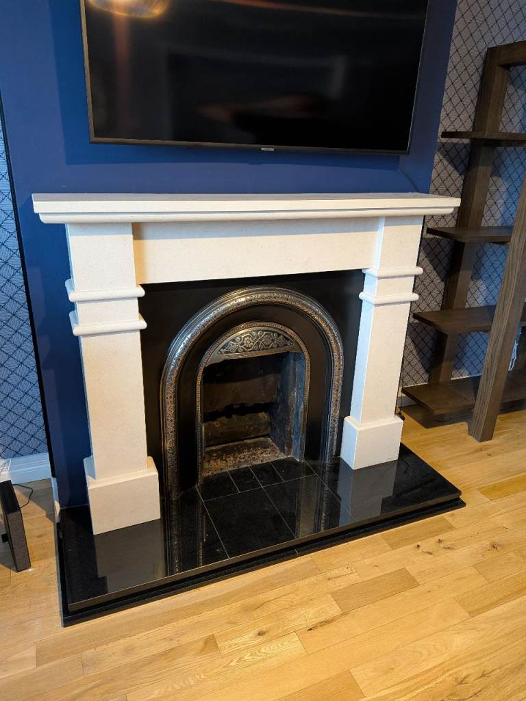 Stone fireplace