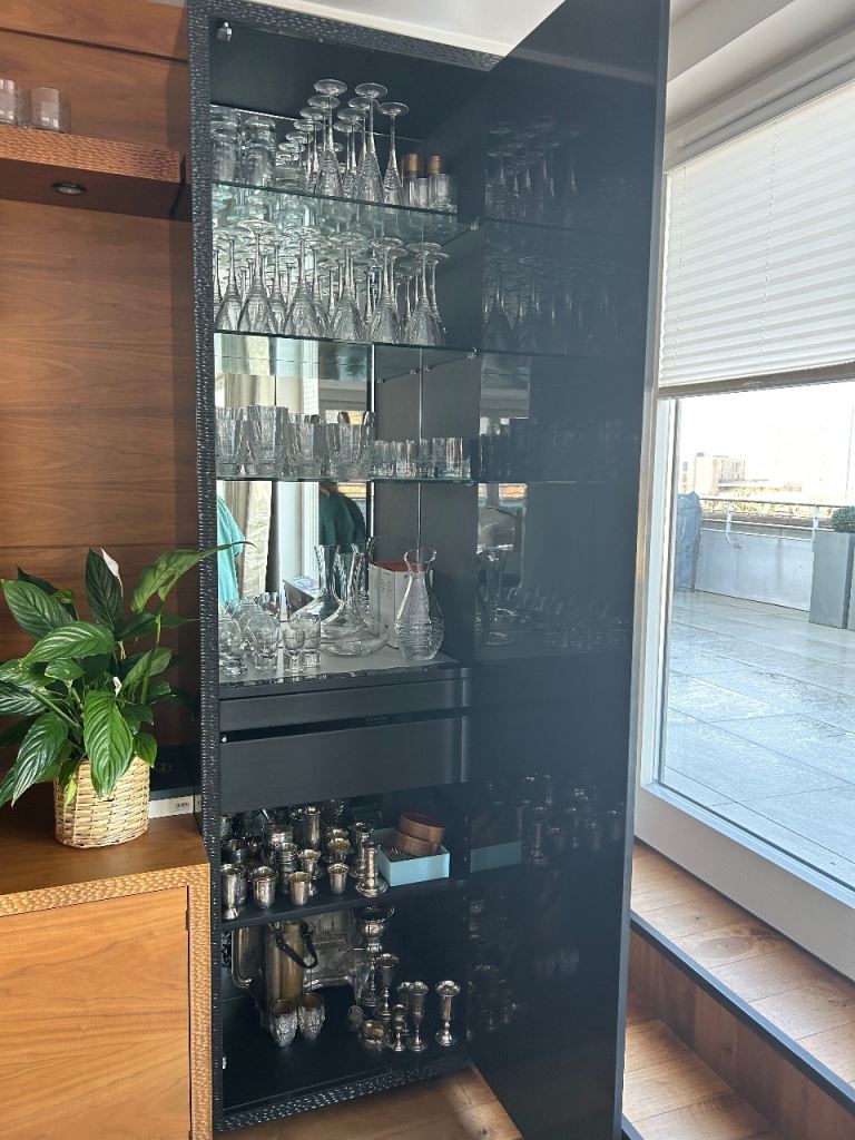 Custom made Black acrylic floating cocktail Cabinet 