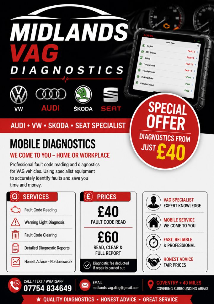 Mobile AUDI/VW/SKODA/SEAT Diagnostics - Fault codes checked and cleared on your terms