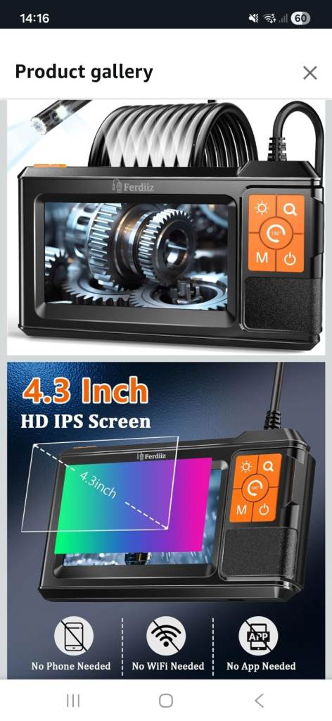 Ferdiiz Borescope Camera with Illuminator, 1080P HD Dual Lens, 4.3inch IPS Screen