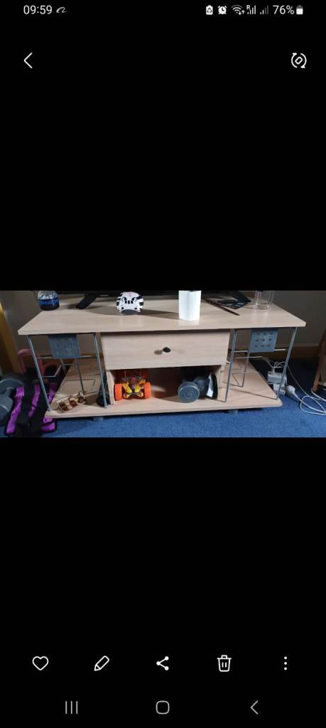 Light Wood Effect TV Stand with Central Drawer and Shelves