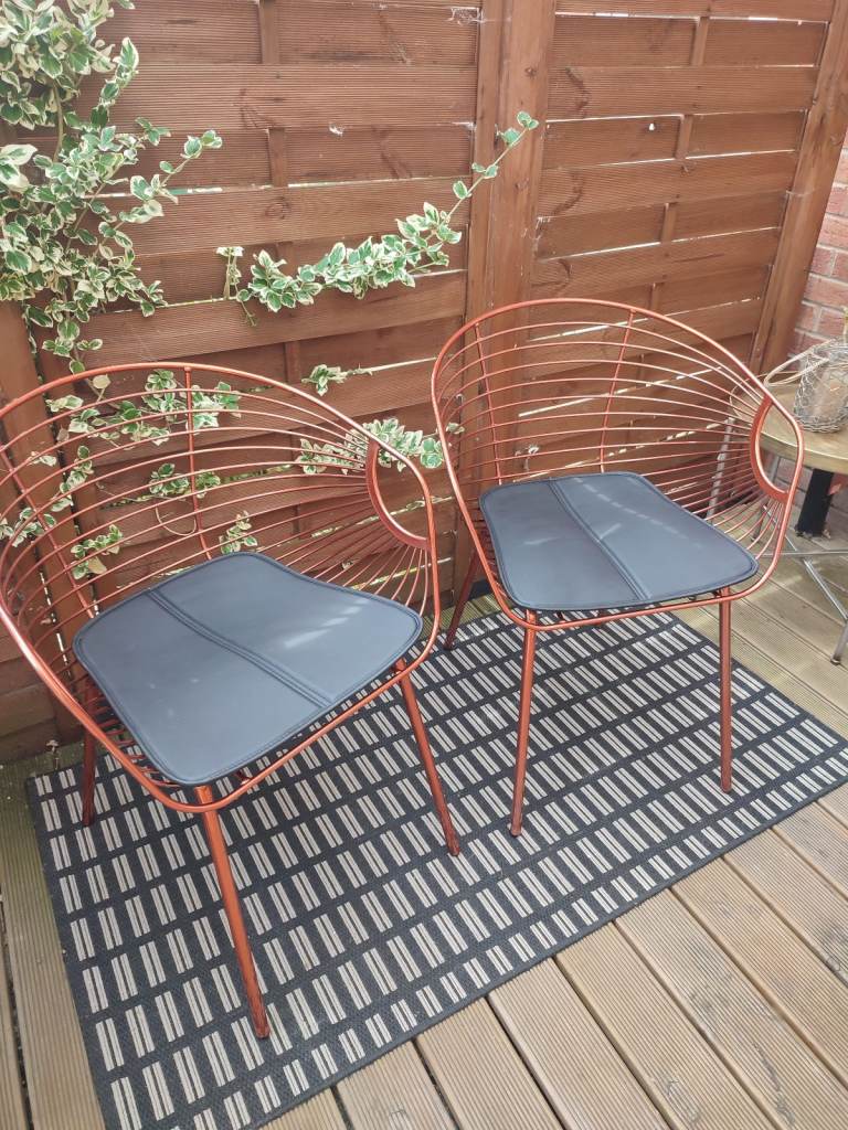 New Beautiful Rose Copper chairs with faux leather cushions