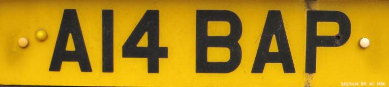 Personalised number plate, A14 BAP