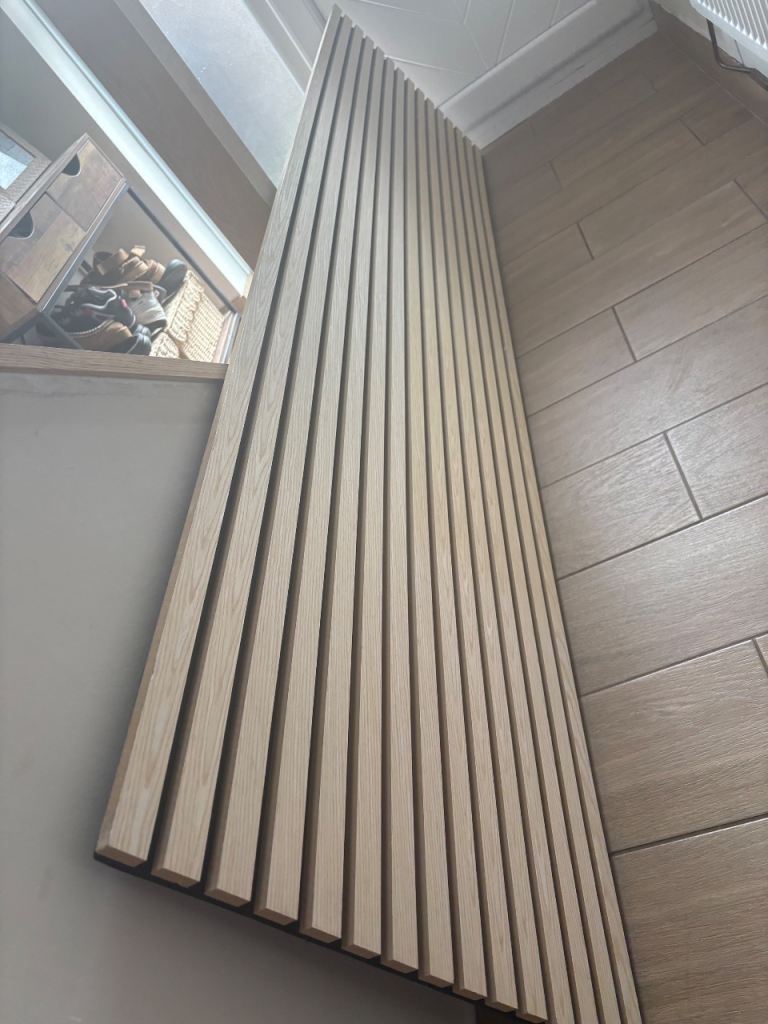 Acoustic Wall Panel Washed Oak 3D Timber Slatted - NEW