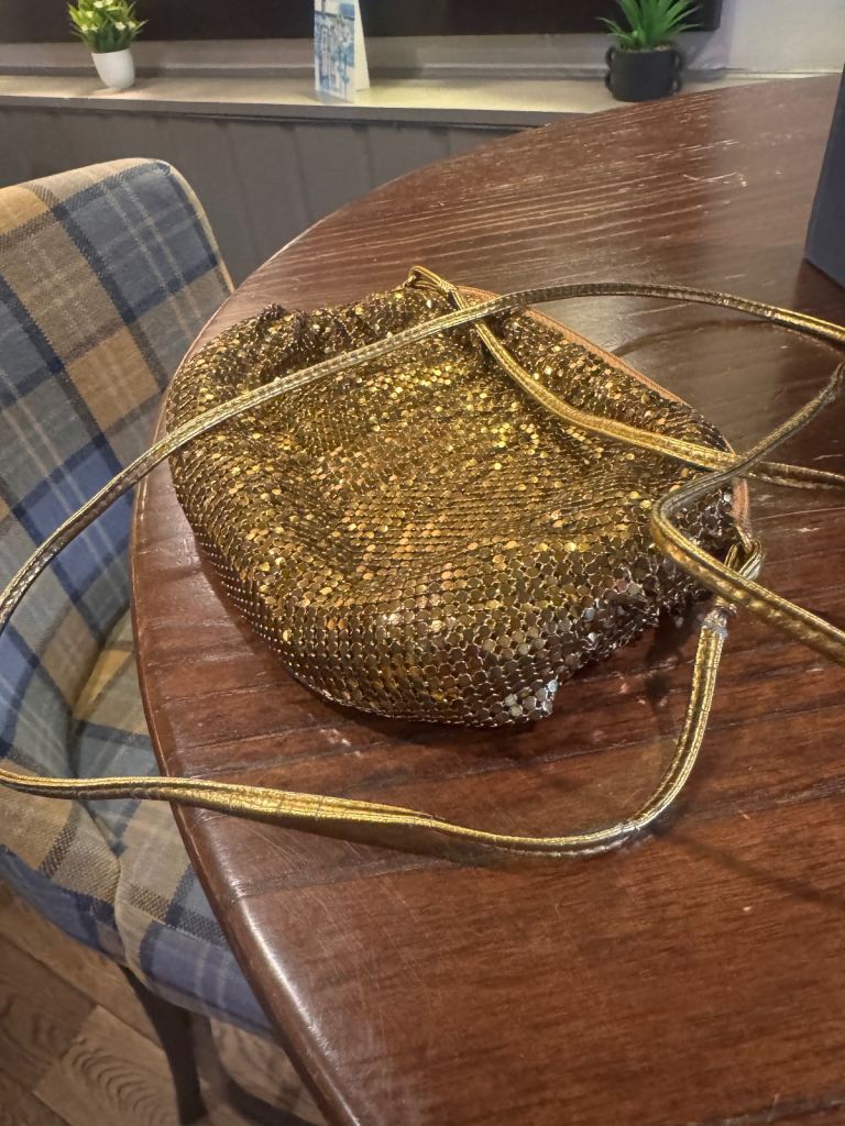Whiting & Davis gold mesh shoulder bag
