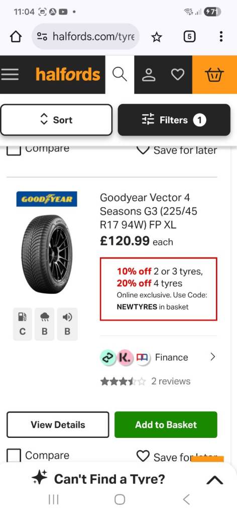 3 x all seasons goodyear tyres