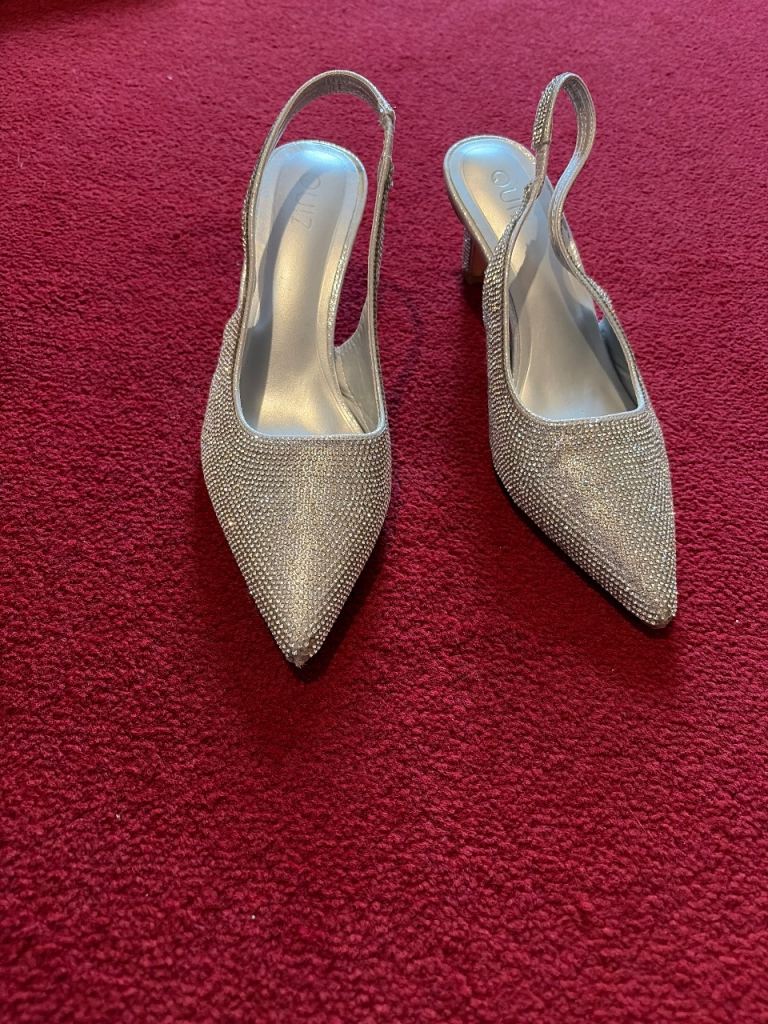 Silver Sparkly Slingback Heels size 6