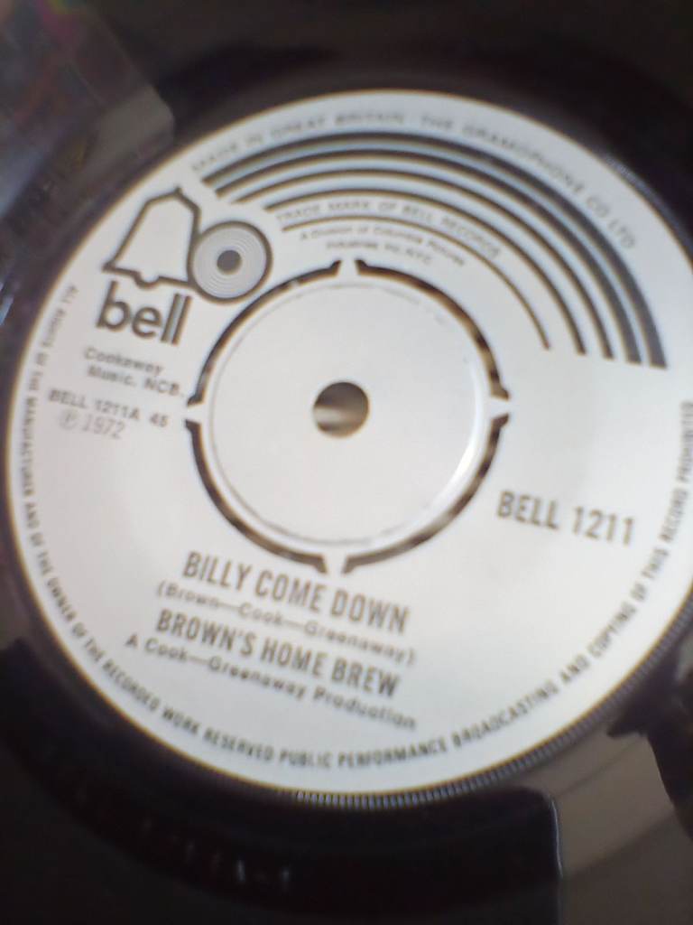 BROWN'S HOME BREW  , BILLY COME DOWN , 7 INCH VINYL SINGLE ,