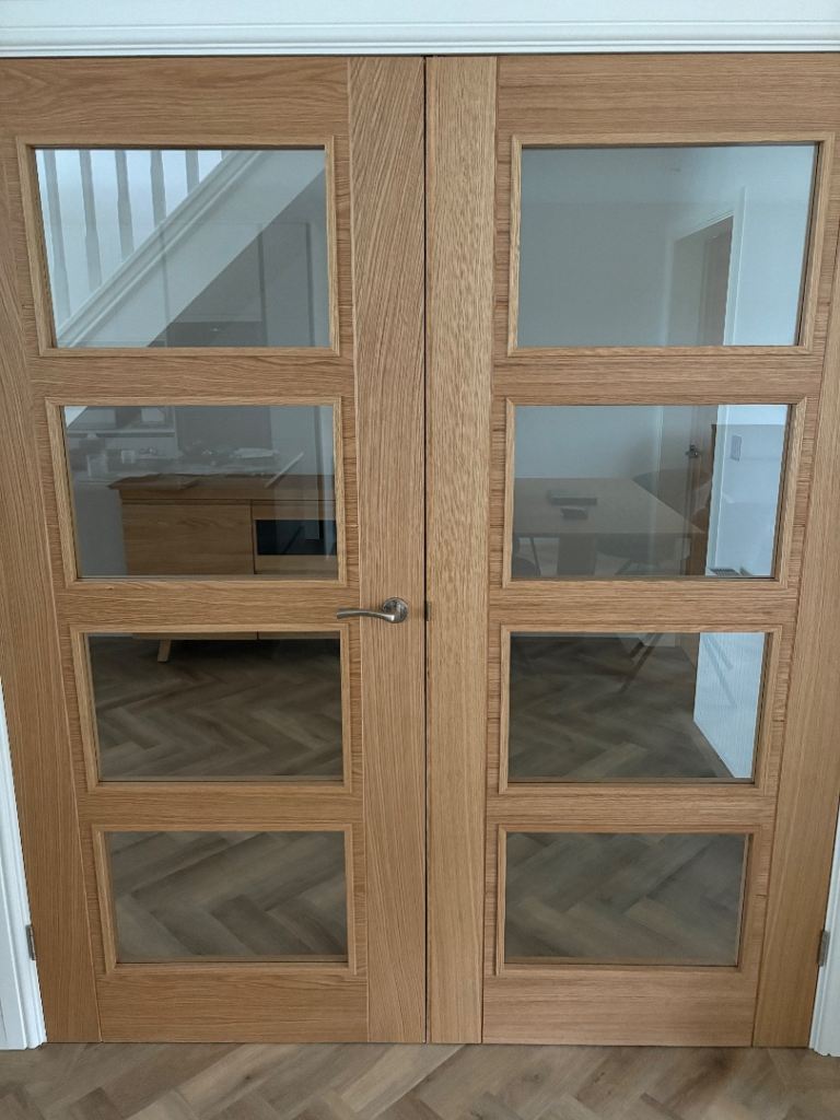 image for Oak pre finished pair of doors with glass