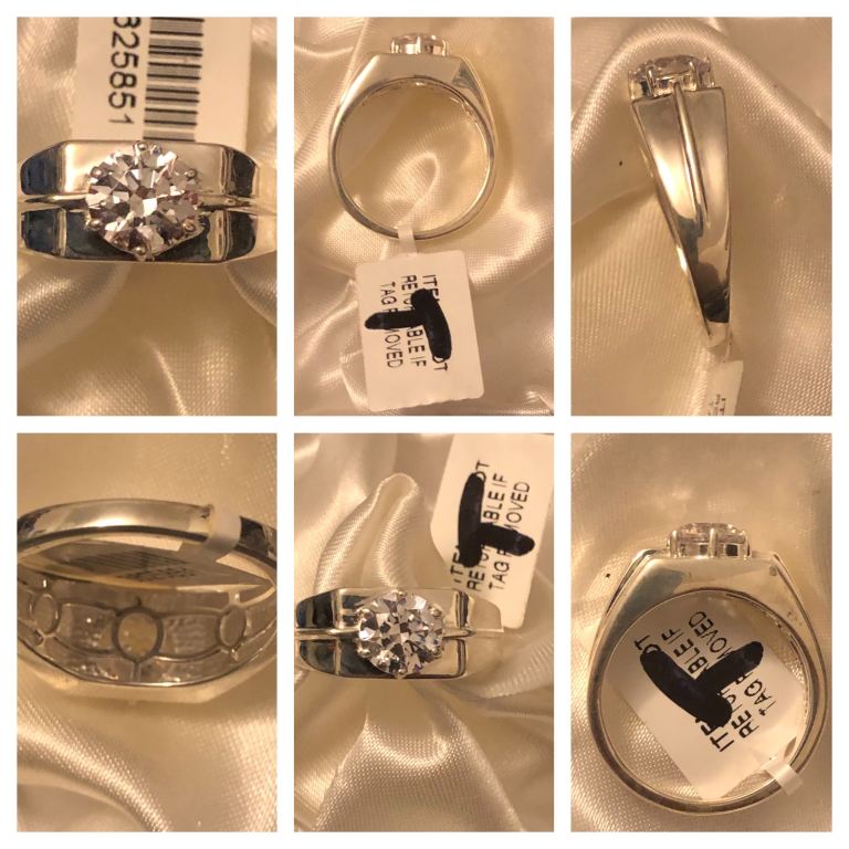 Mens Swarovski ring Size T Silver 925 platinum overlay new 