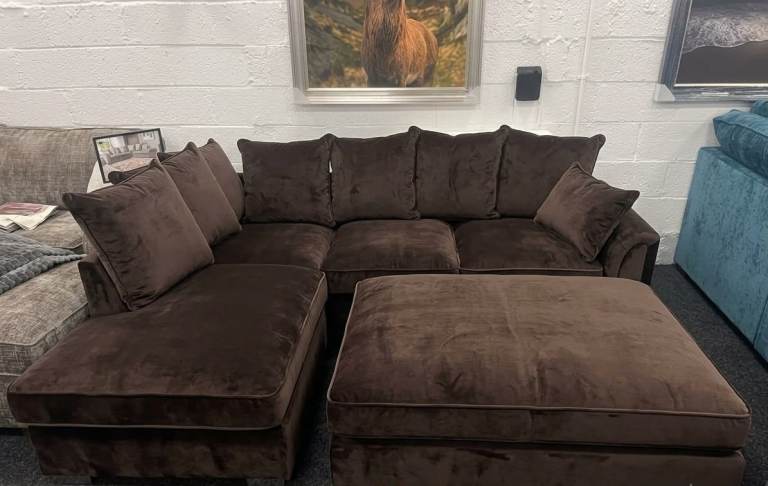 Dylan Corner Sofa | Left/Right Hand | Velvet or Cord | All Colours