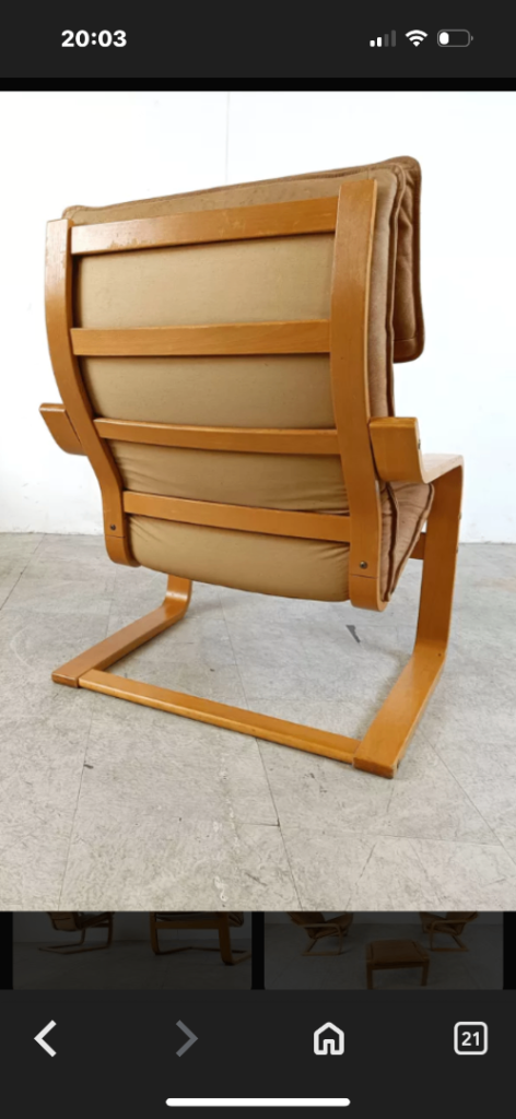 Mcm Chair leather padding lounge comfy ash wood mustard colour retro vintage style 