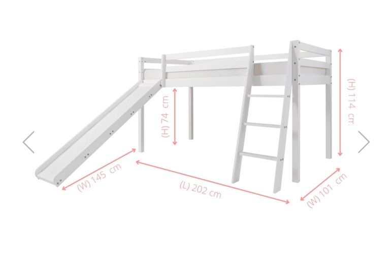 Kids mid sleeper bed with slide & stairs 