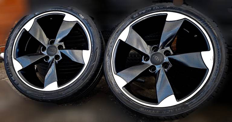 **18" AUDI  ROTORS ALLOY WHEELS PCD 5X112 VW PASSAT CADDY GOLF R AUDI RS3 A3 S3 A4 SEAT LEON BLACK