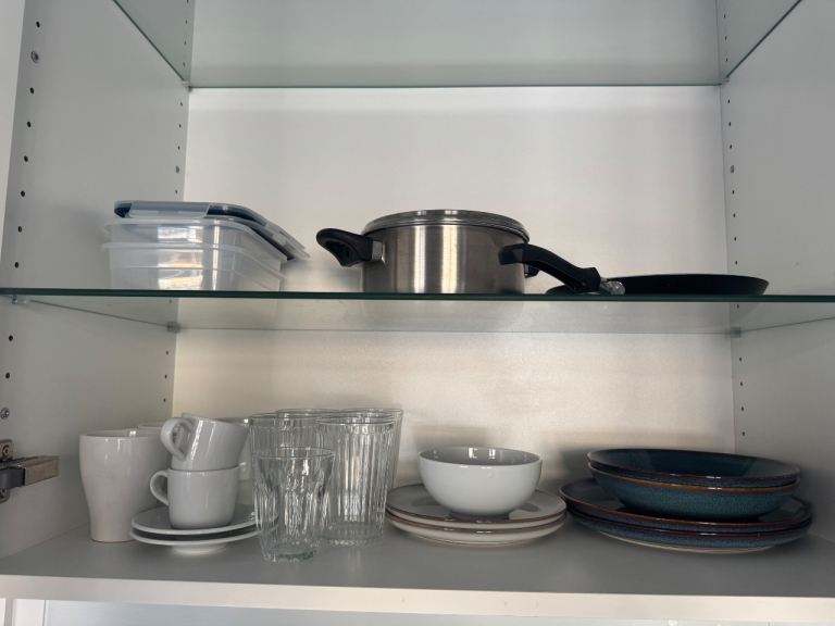  Pots, Pans, Dinnerware, Glassware