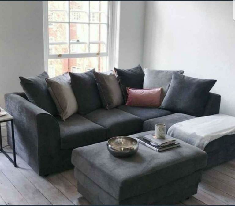 Black plush velvet Corner or 3+2 seater Dylan sofa available for sale
