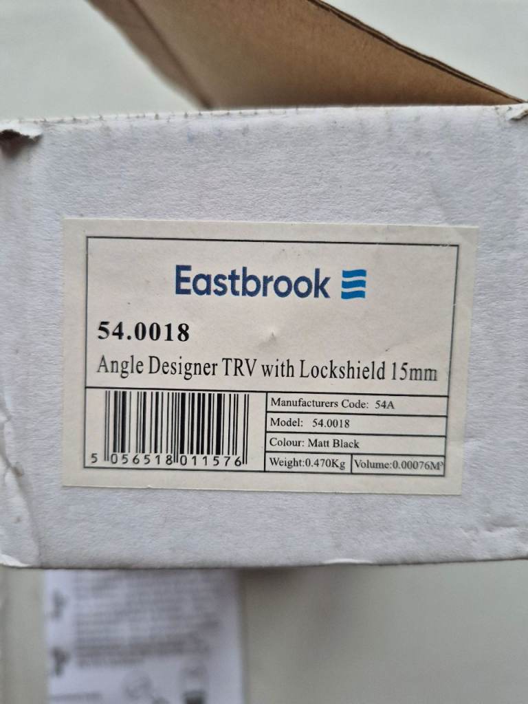 Eastbrook Angle Designer TRV with lockshield 15mm 