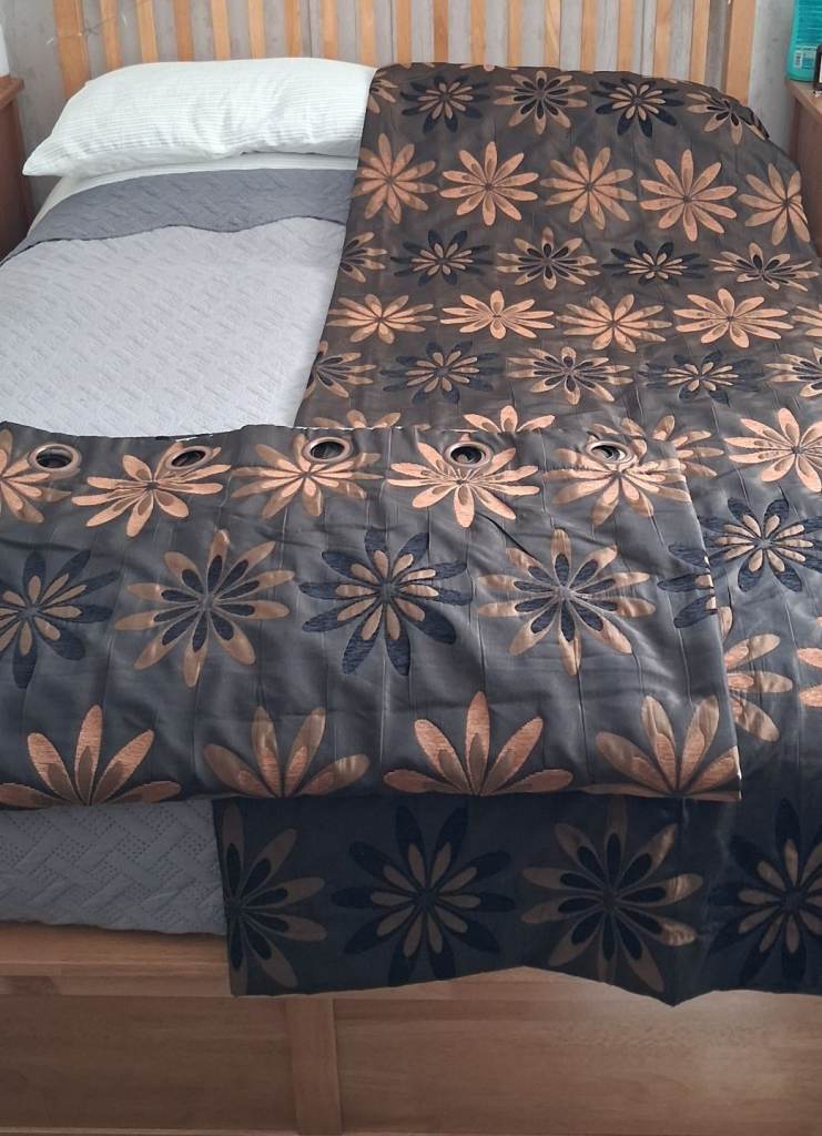 2 pairs lined curtains 90" x 90" & 66" x 90"