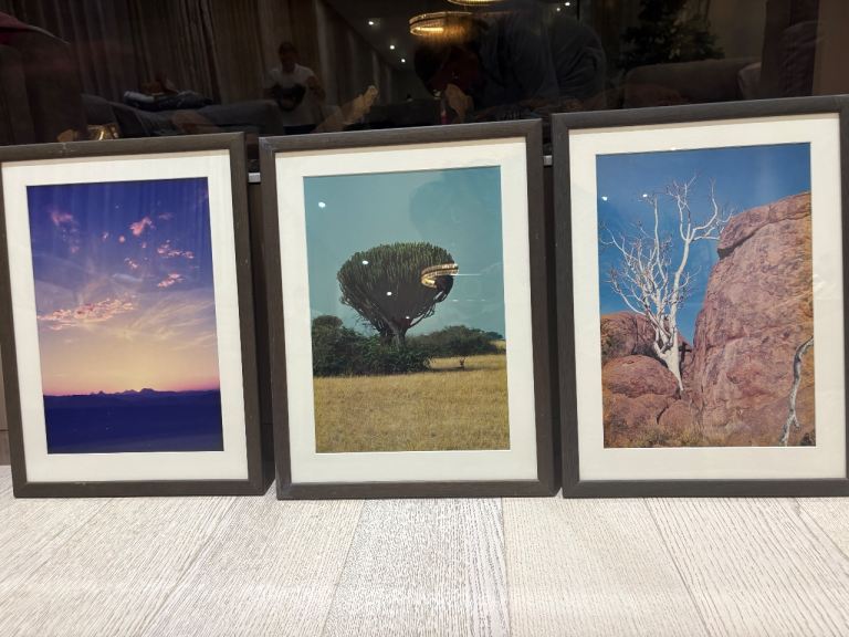 image for FREE 3 Black Wood-Framed African Landscape Pictures 39x52 cm