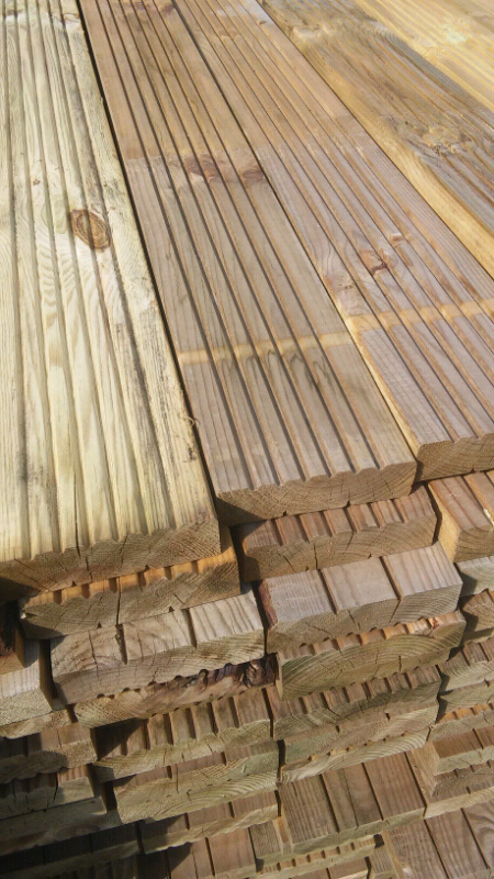 Decking 4.2m long 28mm thick 120mm wide. £10.10 Each