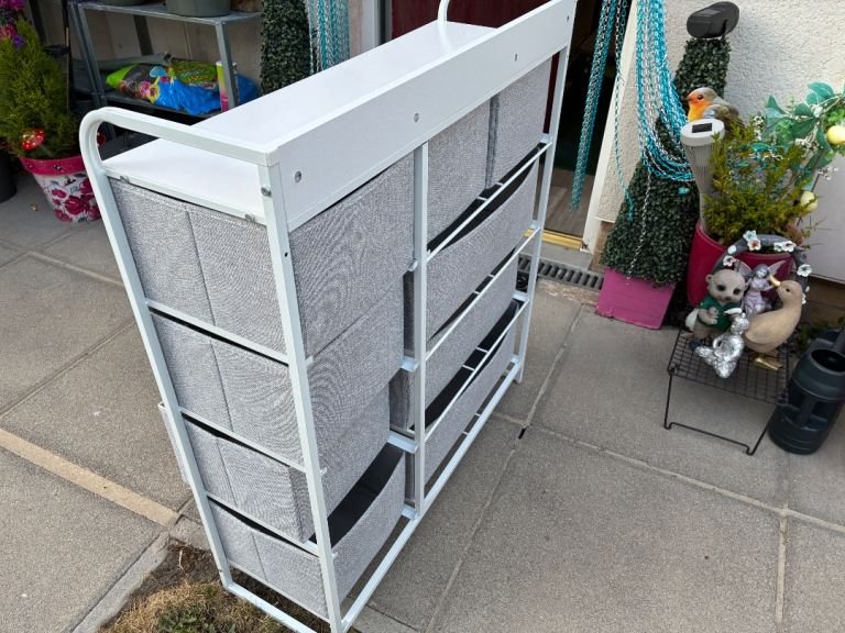 White and Grey Nursery Storage Unit with Changing Top