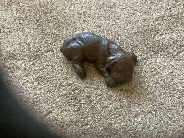 Small Metal Puppy Figurine – Brown, Good Condition - English Bulldog