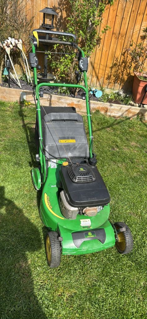 John Deere R54RKB self propelled petrol lawnmower with blade brake and roller 