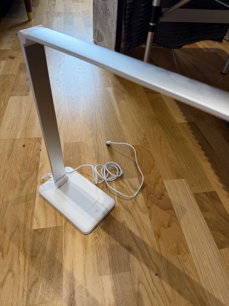 Adjustable White LED Desk Lamp with USB Charging