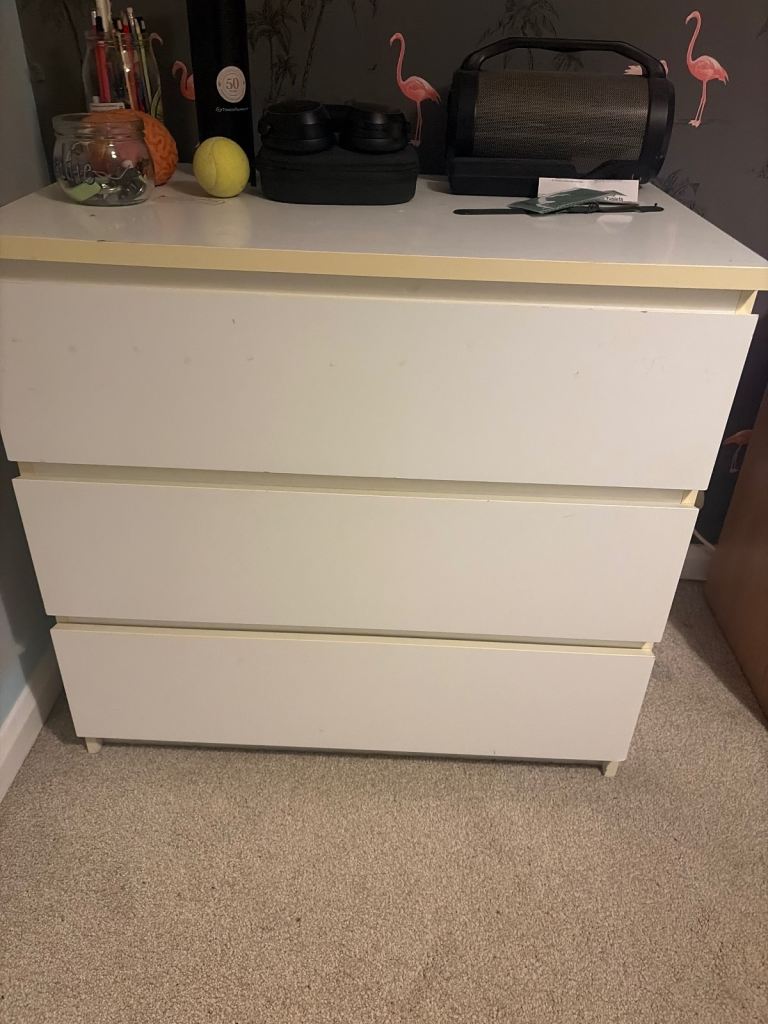 One white IKEA chest of drawers 