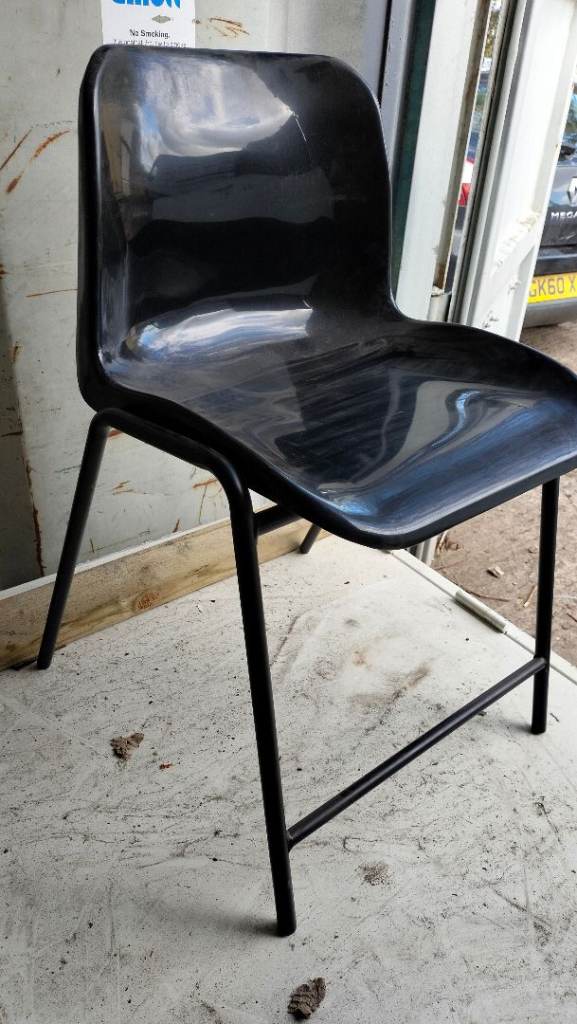 Black Stacking Chair - Plastic and Metal Frame