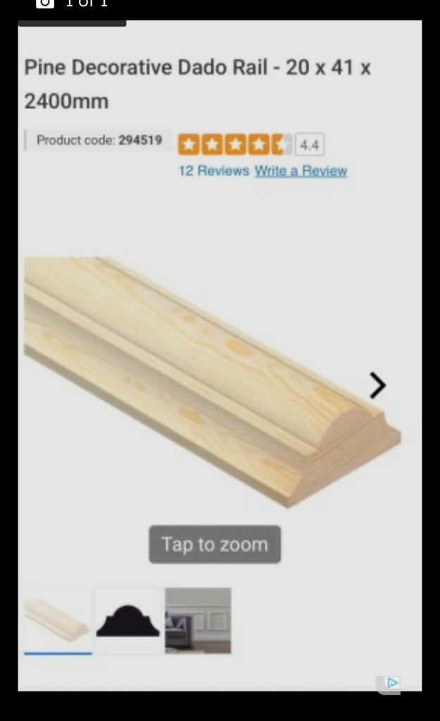 three Wilkes Pine Dado Rails - New  RRP £24