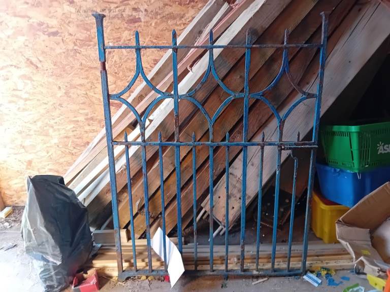 Old Blue Metal Garden Gate / Fence Panel